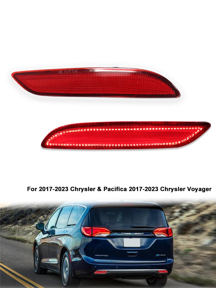 2pcs For 2017-2023 Chrysler & Pacifica Voyager Bumper Reflector Lights Function as Tail, Brake & Rear Fog Lamps Re