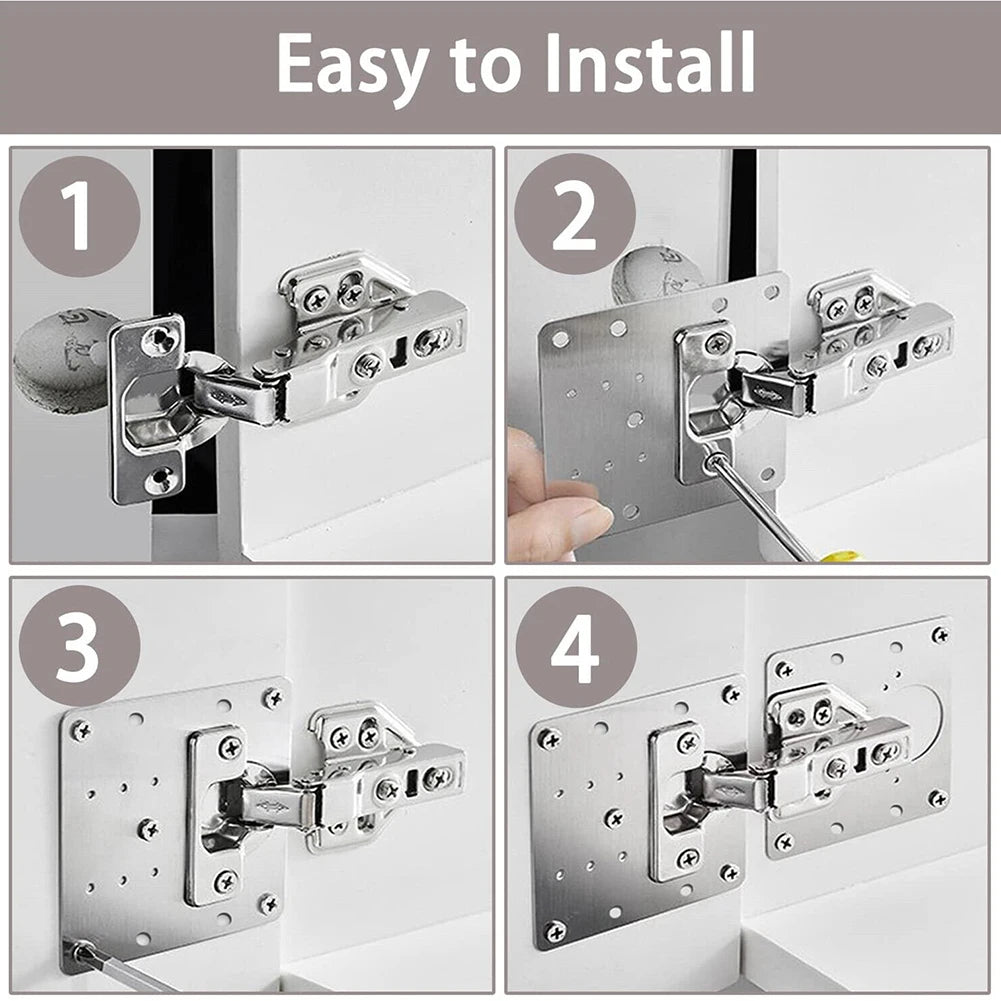 2/4/10Pcs Hinge Repair Plate Cabinet Hinge Repair Stainless Steel Hinge Furniture Hardware Door Mounting Fixing Plate With Screw