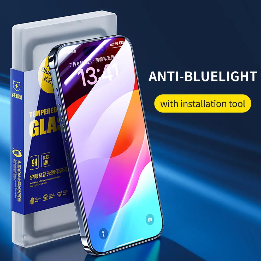 Full Cover Tempered Glass for iPhone 15 Pro Max 15 Pro Screen Protector for iPhone 15 15 Plus HD Anti-blue Light Anti blue light