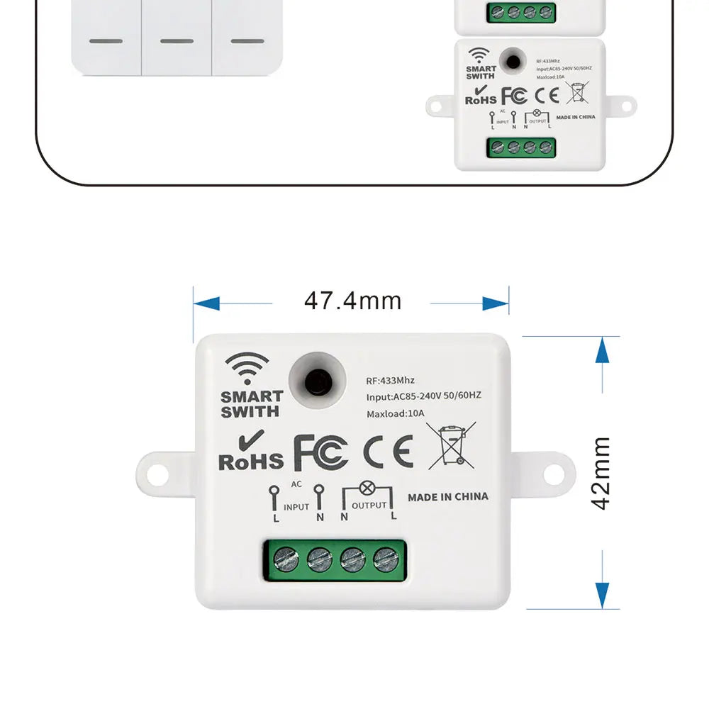 86 Wireless Smart RF 433Mhz 100-220V Wall Panel with Remote Control Mini Relay Receiver Home Led Light Lamp Switch