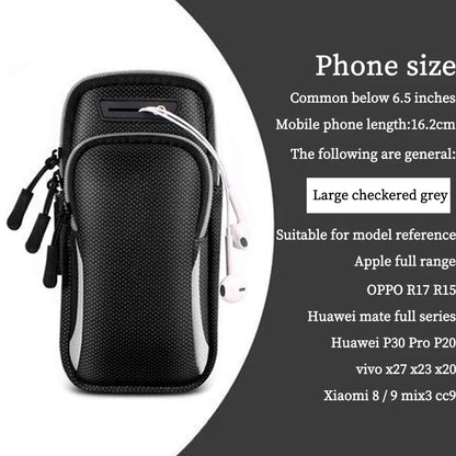 Phone Arm Bag with Headphone Jack Waterproof Breathable Sports Running Bag Gym Mobile Phone Holder grey