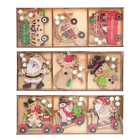 Wooden Christmas Pendant Merry Christmas Decoration for Home 2023 Navidad Xmas Tree Hanging Ornaments Kids Gifts New Year 2024