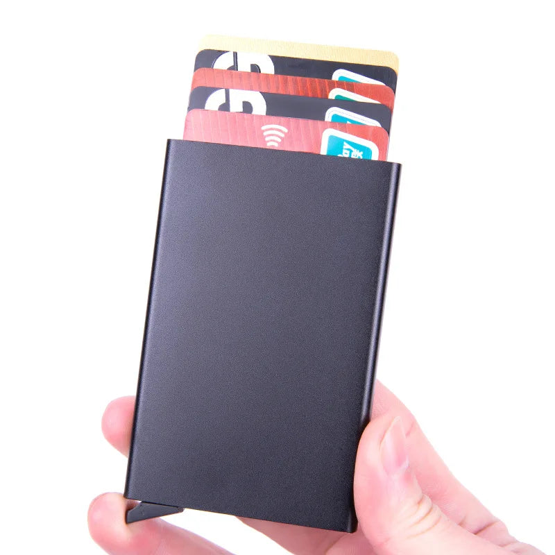 Anti-theft ID Credit Card Holder Simple Porte Carte Thin Aluminium Metal Wallets Pocket Case Bank Women Men Credit Card Box