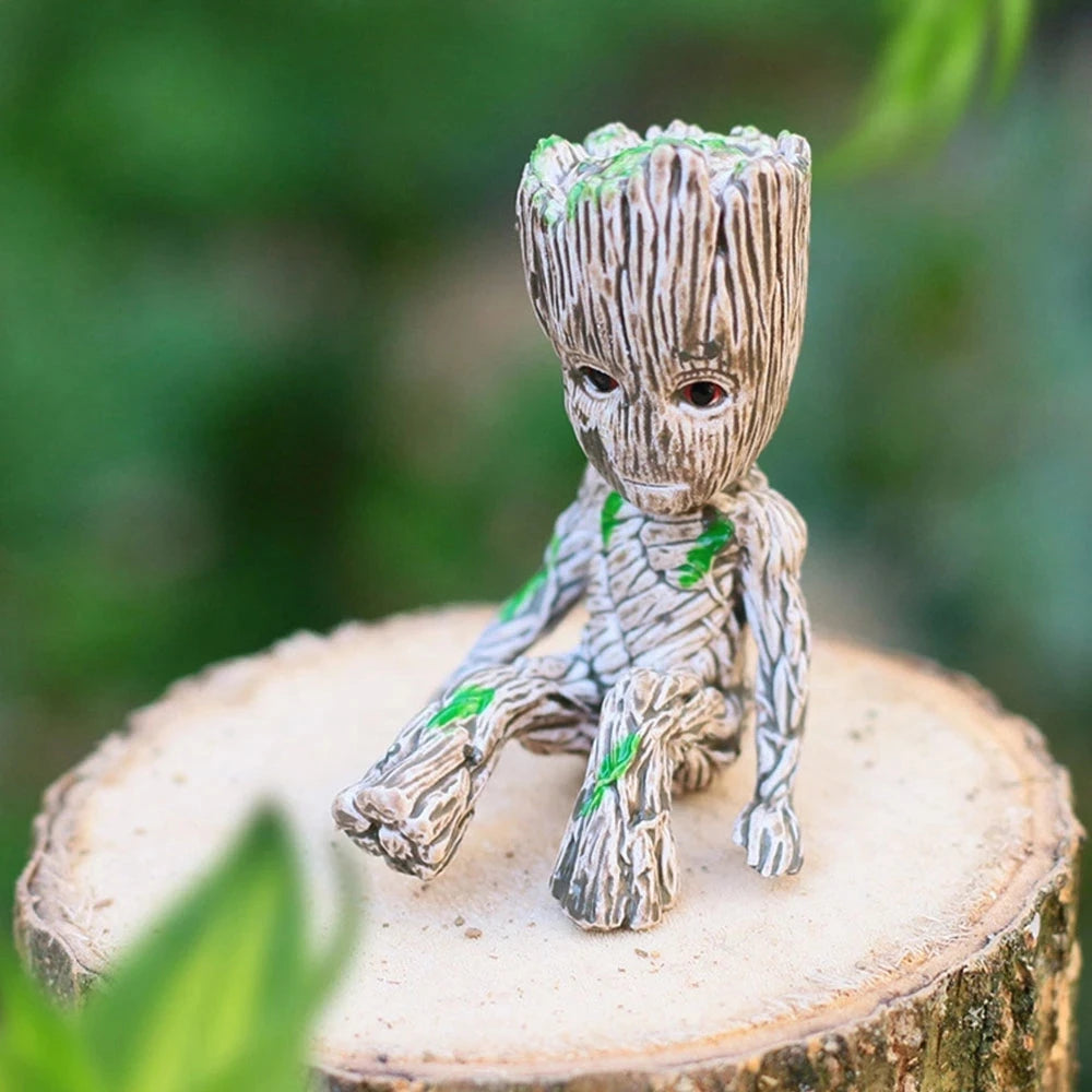 disney Marvel Avengers Groot Mini figure Pen Holder Flower Pot Anime Toys Action Figure Sitting Groot Christmas Kids Toys Gifts