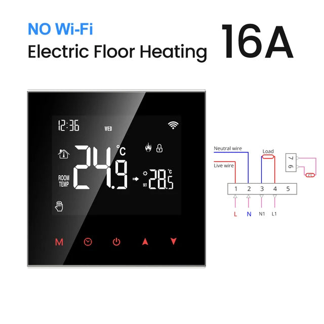 AVATTO Tuya WiFi Smart Thermostat, Electric Floor Heating Water/Gas Boiler Temperature Remote Controller for Google Home, Alexa NO WiFi 16A Heating