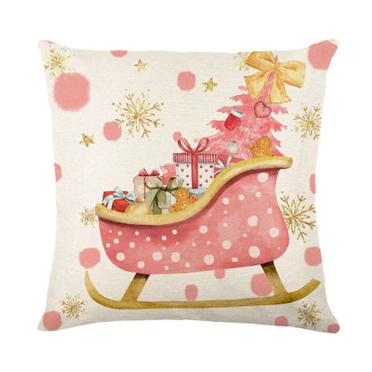 Linen Christmas Pillow Cover Snowman Elk Pillow Case 2023 Christmas Decoration for Home New Year Sofa Car Cushion Cover 45x45cm 31