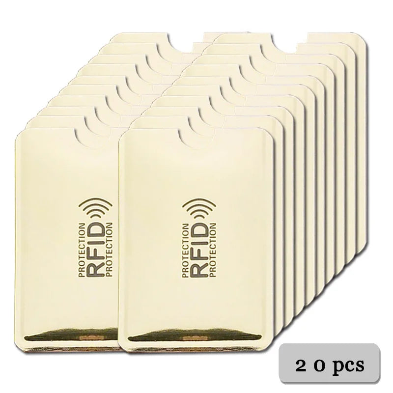 5-20 pcs Aluminium Anti Rfid Card Holder NFC Blocking Reader Lock Id Bank Card Holder Case Protection Metal Credit Card Case 20 pcs Light-gold