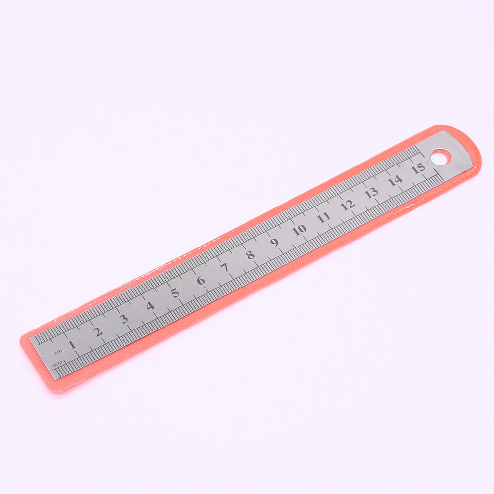 1PCS 15cm 6 Inch Ruler Precision Stainless Steel Metal Ruler Double-sided Learning Office Stationery Writing Supplies