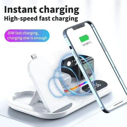 4 in 1 Wireless Charger Stand Light For iPhone 14 13 12 11 X Apple Watch Airpods Samsung Galaxy Watch Fast Charging Dock Station