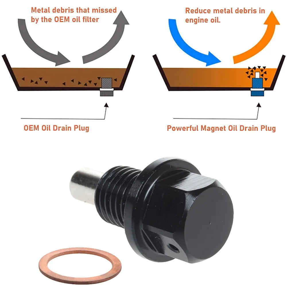 M12x1.5 M12x1.25 M14x1.5 M24x1.5 Magnetic Oil Drain Plug Oil Drain Sump Nut Aluminum Gearbox Oil Drain Bolt Car Accessories