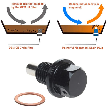 M12x1.5 M12x1.25 M14x1.5 M24x1.5 Magnetic Oil Drain Plug Oil Drain Sump Nut Aluminum Gearbox Oil Drain Bolt Car Accessories