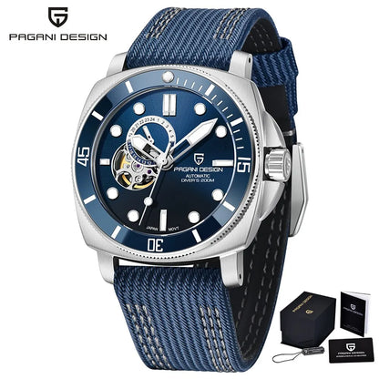 PAGANI DESIGN Brand Sports Men Mechanical Watch Fashion Sapphire 200M Waterproof Automatic Timecode Relogio Masculino 2023 New Blue