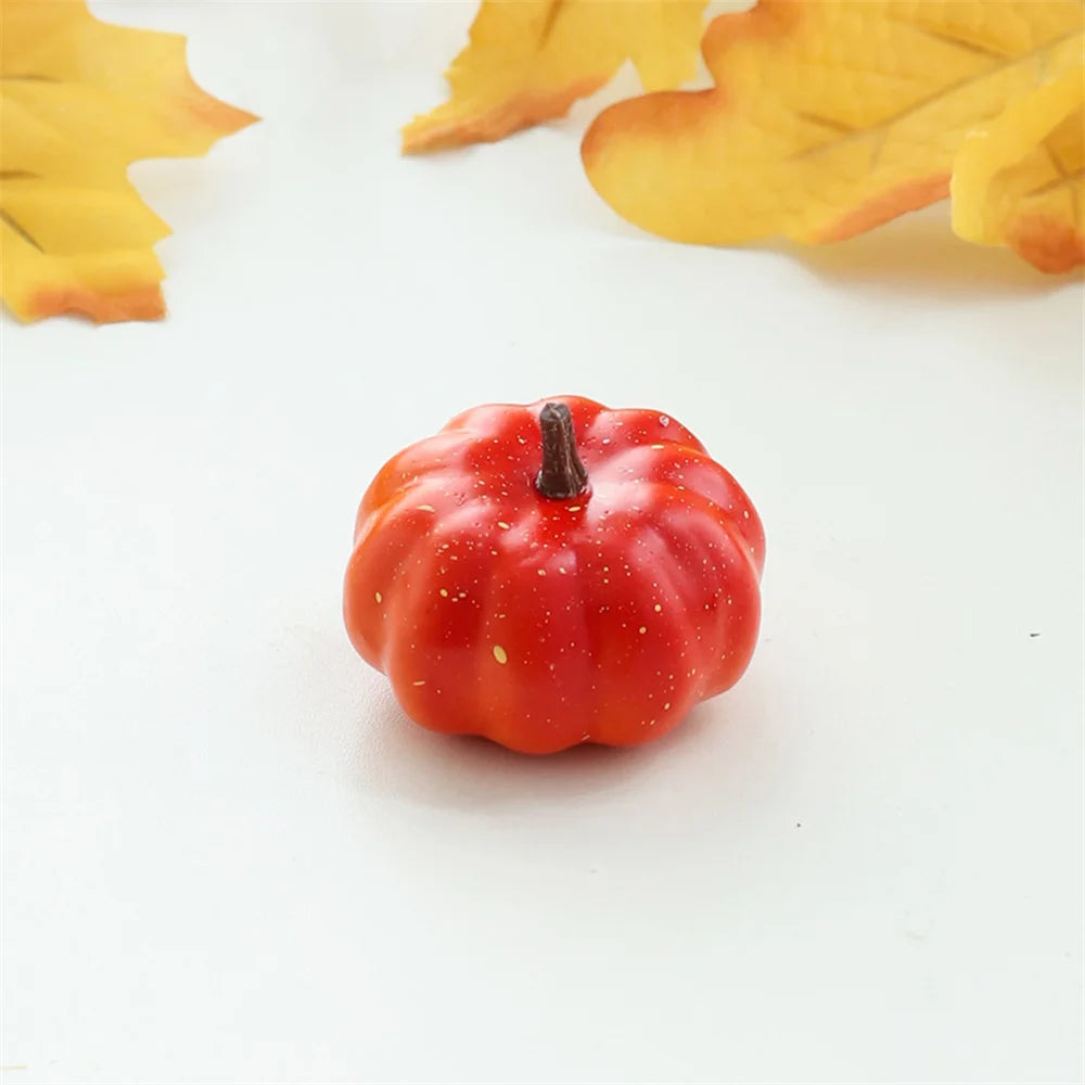 Mini Artificial Halloween Pumpkin Decor Simulation Vegetable DIY Craft Halloween Home Party Decoration Props Farmhouse Harvest Dark orange