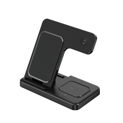 3 In 1 Wireless Charger Stand Pad For iPhone 14 13 12 11X8 Apple Watch 8 7 6 5 Airpods Foldable 15W Fast Charging Dock Station Black