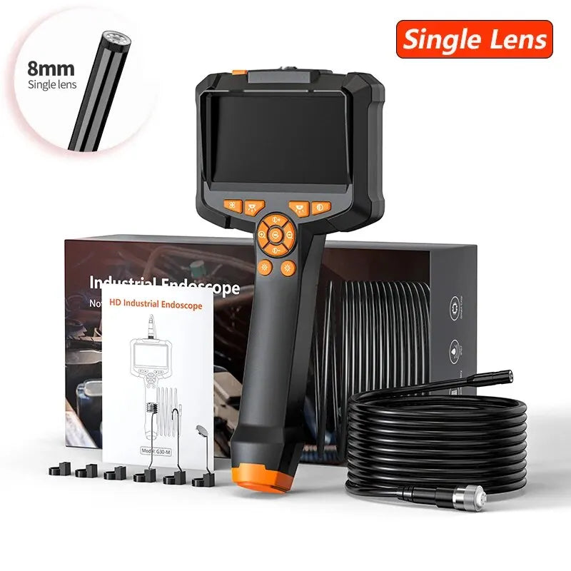 Industrial Endoscope Camera 4.3inch IPS Screen IP67 Waterproof HD1080P 8mm Lens Pipe Sewer Inspection Camera Borescope For Car 4.3inch Single Lens