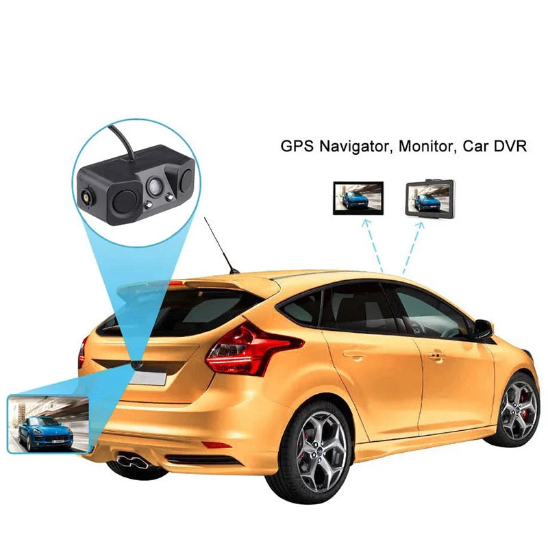 3 In 1 Radar Parking Sensor Kit Visible Parktronic LED Display System Backup Monitor Reversing Camera Alarm Reversing radar