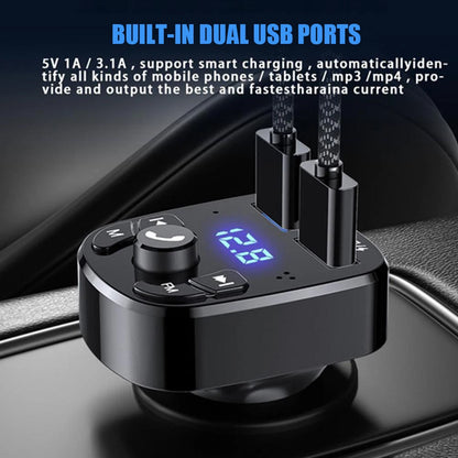 Car Hands-free Bluetooth-compaitable 5.0 FM Transmitter Car Kit MP3 Modulator Player Handsfree Audio Receiver 2 USB Fast Charger