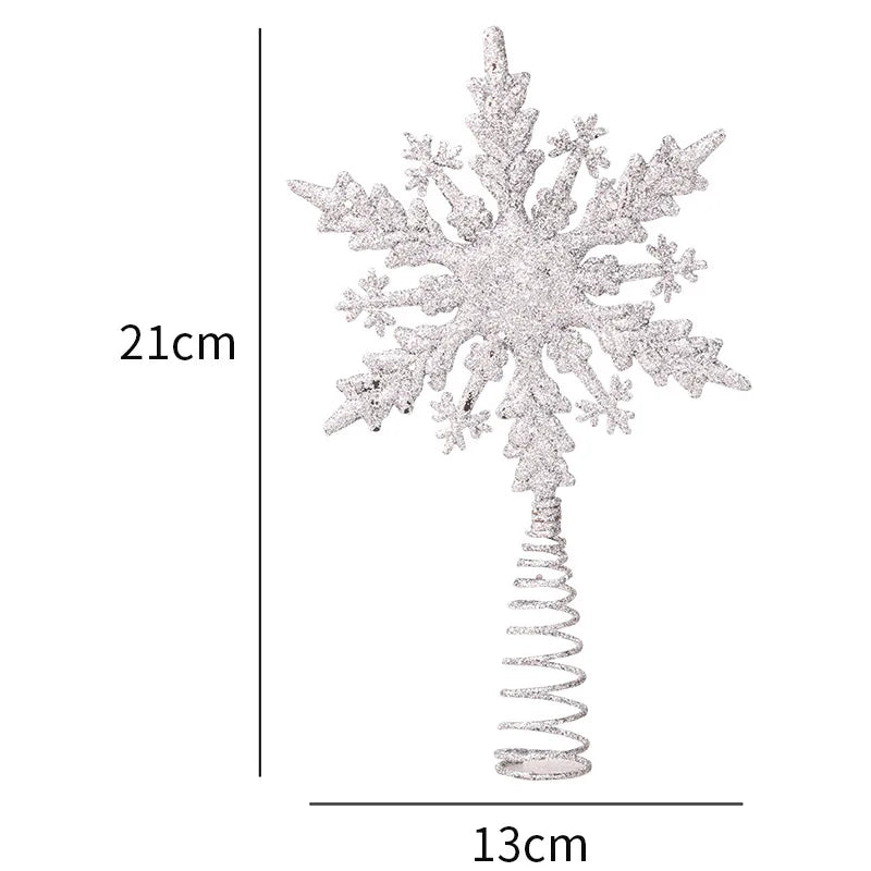 Snowflake Christmas Tree Topper Glitter Hollow Gold Star Xmas Tree Ornaments Christmas Decorations For Home 2023 Xmas New Year 2