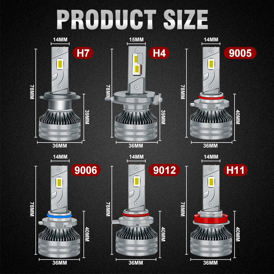 60000LM H7 H4 H11 LED Headlight 120W High Power H8 H9 HB4 HB3 9005 9006 9012 Turbo Lamp 6000K White Car Lights For Lenses 12V