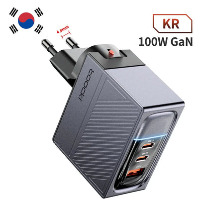 Toocki USB GaN Charger 100W Quick Charger PD Fast Charging Chargers For iPhone 14 13 12 11 Pro Max QC3.0 Type C Charger Adapter KR Gray