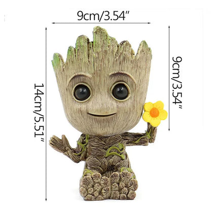 disney Marvel Avengers Groot Mini figure Pen Holder Flower Pot Anime Toys Action Figure Sitting Groot Christmas Kids Toys Gifts A big 1PC