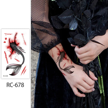 Halloween Waterproof Temporary Tattoos Paper For Men Women Boy Scar Wound Realistic Blood Injury Fash Tattoo Sticker RC-678