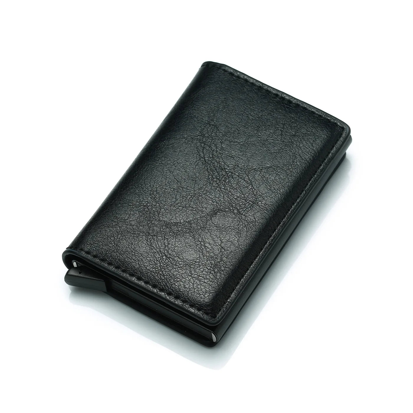 ID Credit Bank Card Holder Wallet Luxury Brand Men Anti Rfid Blocking Protected Magic Leather Slim Mini Small Money Wallets Case Standard Versi Black