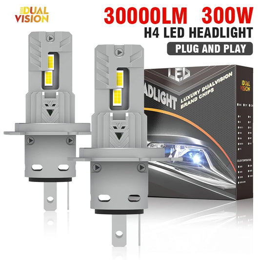 Dualvision 30000LM H4 H7 LED Headlight Bulbs Canbus No Error H11 H1 H3 9005 9006 300W Car Head Lamps 6000K White Auto Light 6000K Cold White