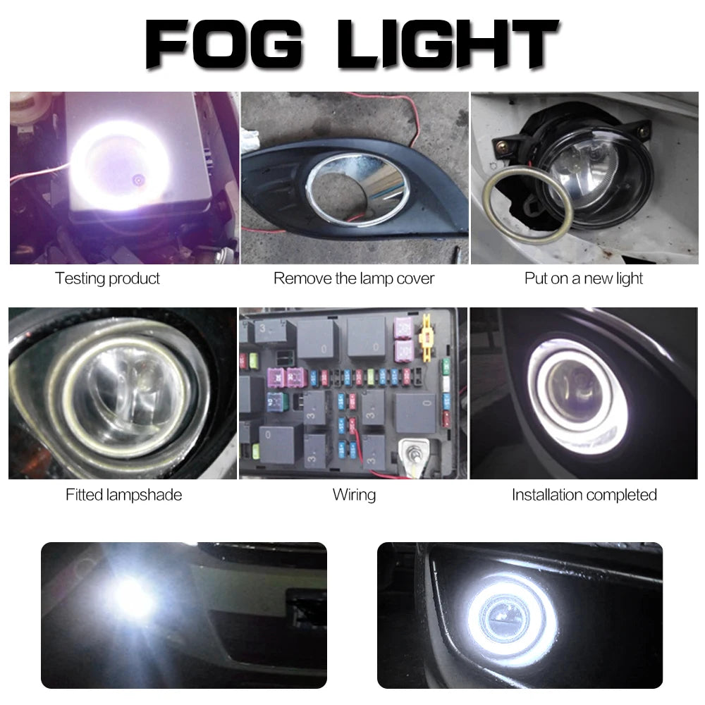 COB Angel Eyes Halo Ring Car Motorcycle DRL Fog Light LED Headlight Bulb Lamp DC 12V