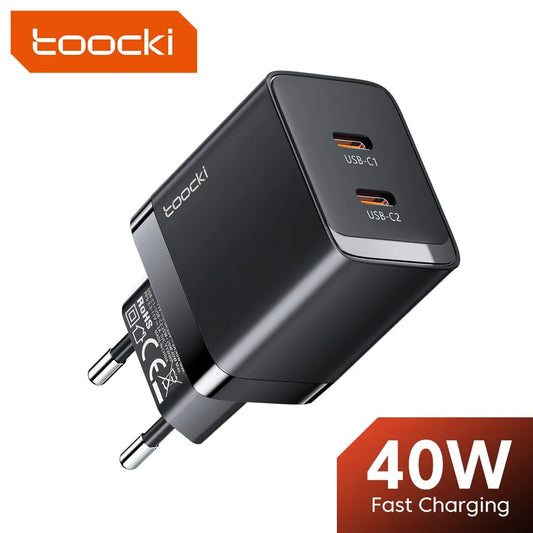 Toocki GaN USB Charger 40W PD USB Type C Charger For Xiaomi 12 iPhone 13 14 Pro Realme QC3.0 Type C Fast Charging