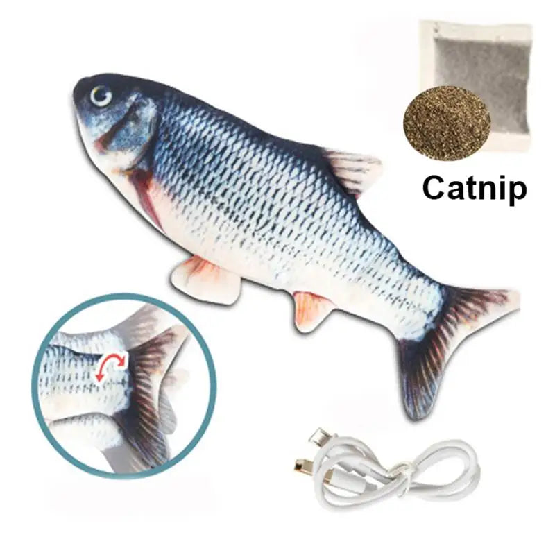 Pet Fish Toy Soft Plush Toy USB Charger Fish Cat 3D Simulation Dancing Wiggle Interaction Supplies Favors Cat Pet Chewing Toy