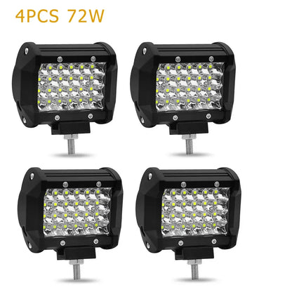 2PCS Car LED Light Bar Offroad 4x4 Spotlights Fog Lamp 12V Diode Headlight Truck Farm Tractor Boat SUV ATV Light Bar/work Light 72w 4PCS