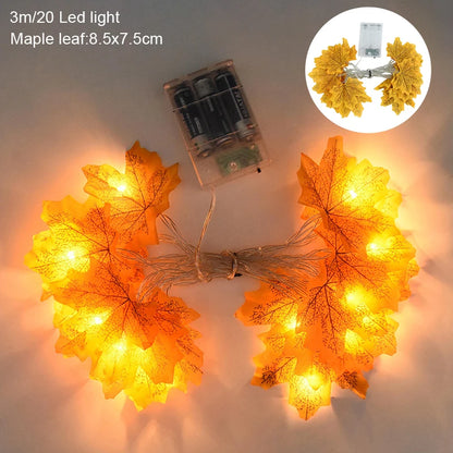 3M 20LED Maple Leaf Light String Fake Autumn Leaves LED Fairy Garland for Christmas Thanksgiving Halloween Party Home Decoration B