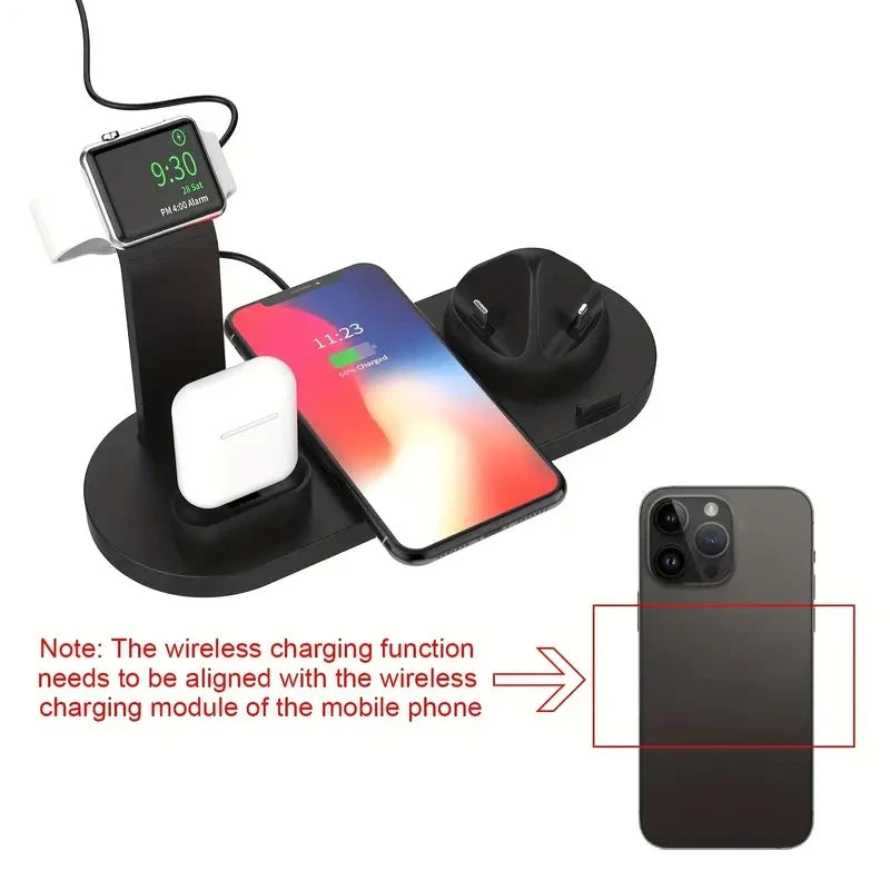 5 In 1 Wireless Charger Stand Pad For iPhone 15 14 13 12 11 X Apple Watch Airpods Desk Phone Chargers Fast Charging Dock Station