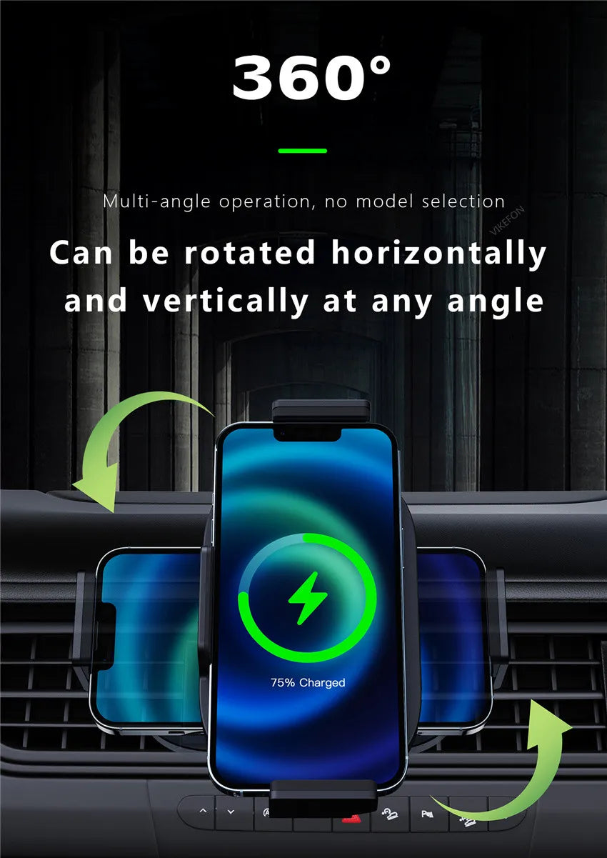 Car Wireless Charger Phone Holder Mount For Samsung Galaxy Z Fold 4 3 2 iPhone Xiaomi Fold Screen 15W Fast Car Charging Station