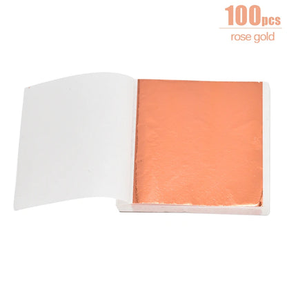 100/200 Sheets Imitation Gold Silver Foil Paper Leaf Gilding DIY Art Craft Paper Birthday Party Wedding Cake Dessert Decorations 100pcs rose gold