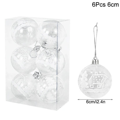 6Pcs/box 6cm Transparent Painting Christmas Ball New Year Xmas Tree Ornaments Decoration for Home 2023 Noel Navidad Gifts