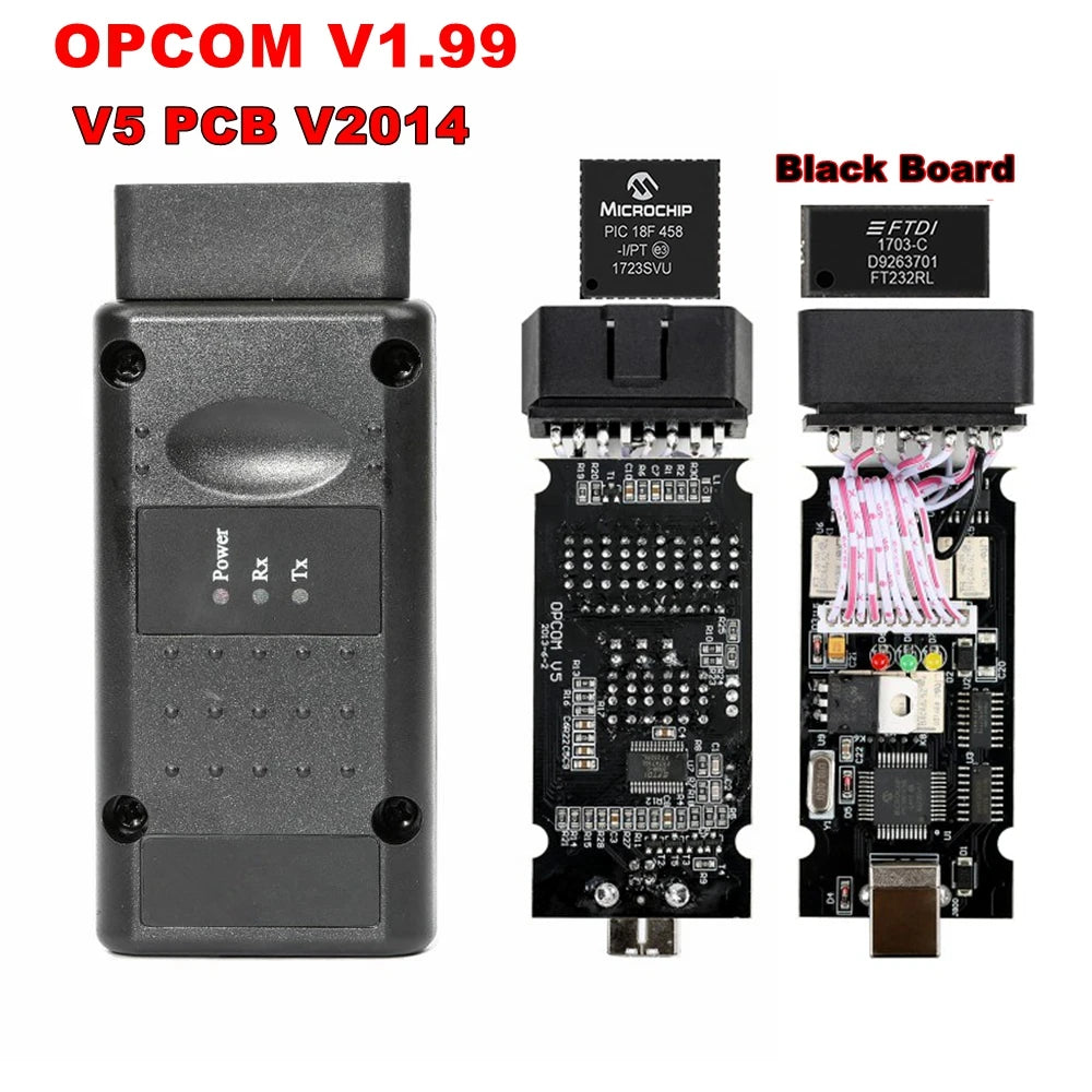 Firmware OPCOM V1.99/1.95/1.78/1.70/1.65 OBD2 for CAN-BUS Code Reader For Opel OP COM OP-COM Diagnostic PIC18F458 FTDI Chip V1.99 Black PCB CHINA