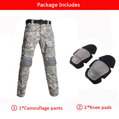Multicam Camouflage Military Tactical Pants Army Wear-resistant Hiking Pant Paintball Combat Pant With Knee Pads Hunting Clothes ACU pants