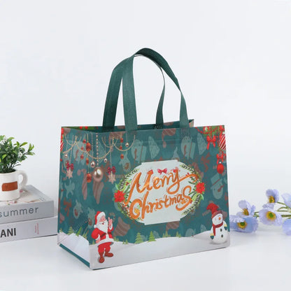 Merry Christmas Gift Bags Non-woven Santa Claus Snowman Handbag Xmas Holiday Party Supplies 2024 New Year Candy Gift Packaging 2