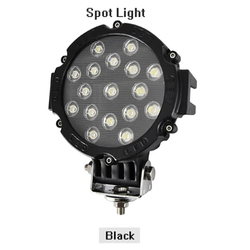 12V 51W Bright LED Light Off Road 4x4 Spotlight car Headlight Work Spot Lamp Automotive Car Accessories For Truck JEEP Hummer black