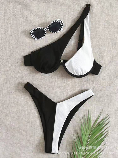 Sexy Bikinis Swimsuits Cut Out Women's Swimwear 2023 One Shoulder Biquini High Cut Bathing Suits Push Up Beach Bikini Set