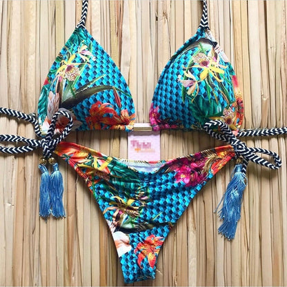 Sexy Print Bikinis Set Women Swimsuit Bandage Two-Piece Swimwear Brazilian Biquínis Beachwear Bathing Suit 2023 New