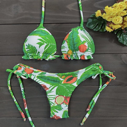 Sexy Print Bikinis Set Women Swimsuit Bandage Two-Piece Swimwear Brazilian Biquínis Beachwear Bathing Suit 2023 New 5611