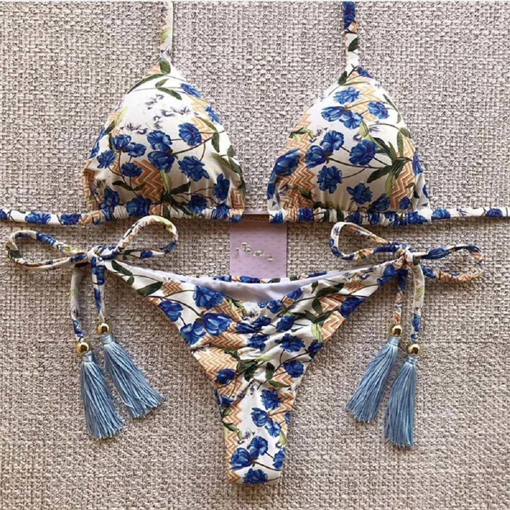 Sexy Print Bikinis Set Women Swimsuit Bandage Two-Piece Swimwear Brazilian Biquínis Beachwear Bathing Suit 2023 New