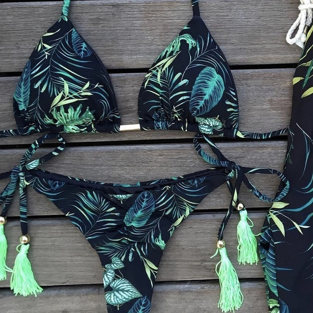 Sexy Print Bikinis Set Women Swimsuit Bandage TwoPieces Swimwear Brazilian Biquínis Beachwear Bathing Suit 2023 MK06