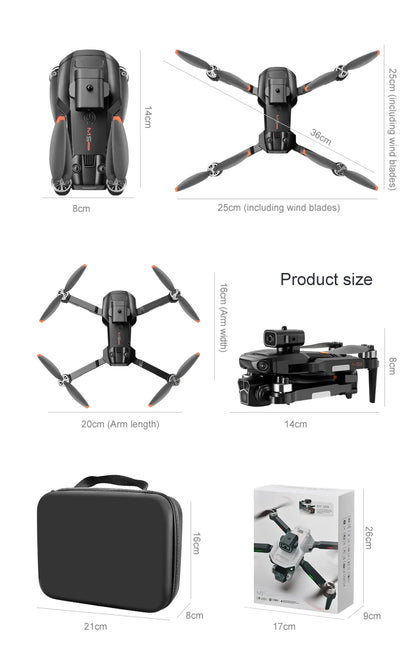 M1s Mini Drone 4k Profesional Three HD Camera Obstacle Avoidance Aerial Photography Brushless Motor Foldable Rc Quadcopter Toys