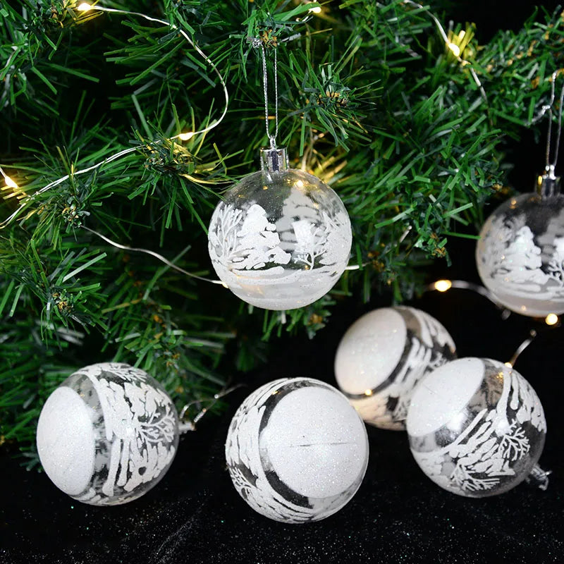 6Pcs/box 6cm Transparent Painting Christmas Ball New Year Xmas Tree Ornaments Decoration for Home 2023 Noel Navidad Gifts