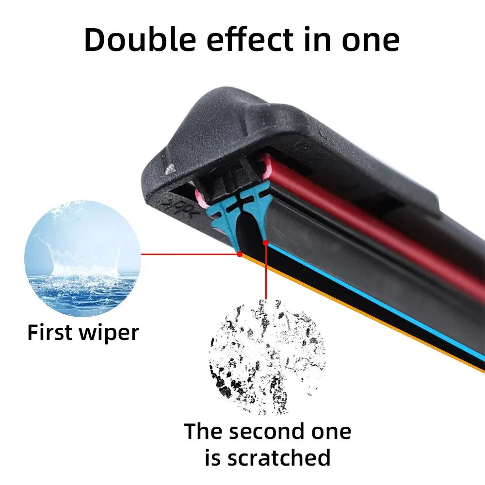 Universal Car Windshield Wiper Blades Double Layer Soft Rubber Automotive Replacement Wipers Easy to Install 18" 22" 24" 26"