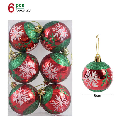 6Pcs/box 6cm Transparent Painting Christmas Ball New Year Xmas Tree Ornaments Decoration for Home 2023 Noel Navidad Gifts Style6 6cm